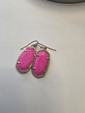 The Perfect Pop Of Color: Pink Faceted Drop Earrings with Gold Frame